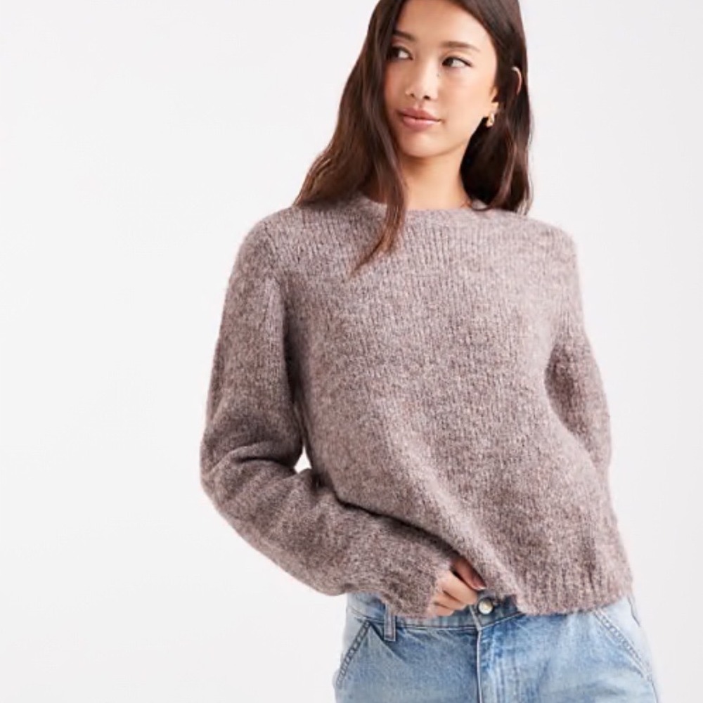 Leon & Harper‎ Cashmere Blend Heather Pink Crew Neck Sweater Medium